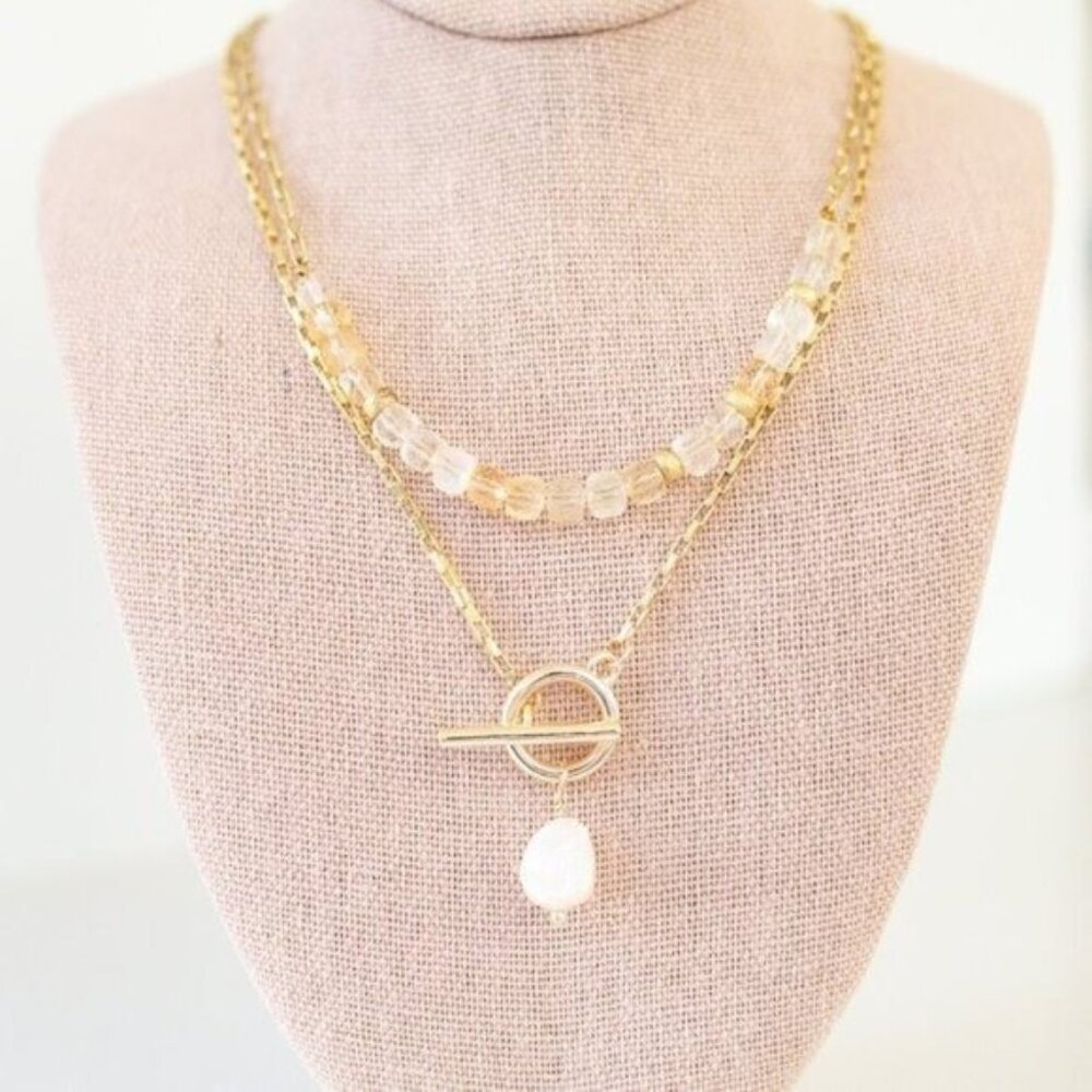 Citrine Beautiful Gemstone Necklace Waterproof Gold Chain Genuine Gemstone